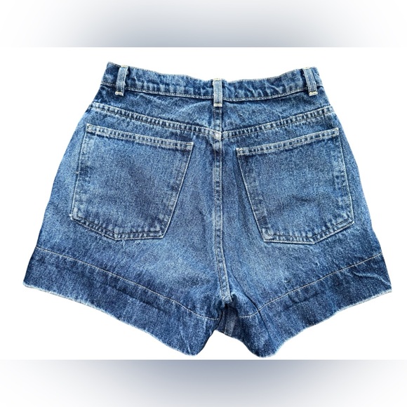 American Apparel Women's Denim High-Waist Cuff Short medium wash size 28 - Picture 4 of 11